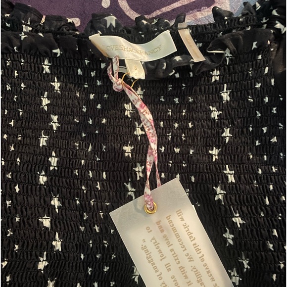 LoveShackFancy Black Satin Star Russell Top - Picture 3 of 4